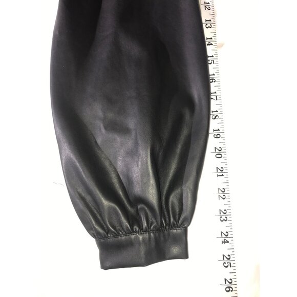 Eloquii Women's Black Plus Size Faux Leather Belted V Neck  Goth Glam Jumpsuit - Picture 8 of 10